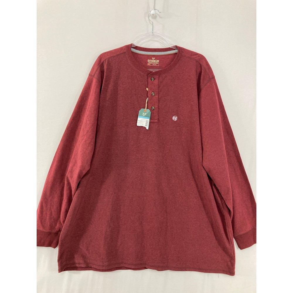 New Outdoor Life Henley Shirt size XXL Red Long Sleeve Wilderness‎ Comfy